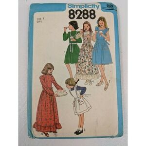 Simplicity 8288 Girls' Dress, Pinafore and Sundress Size 7
